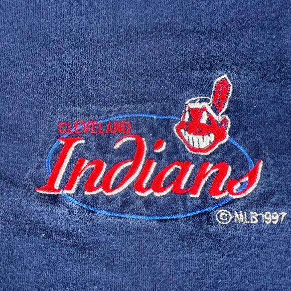 VTG 90s Pro Player Cleveland Indians Shirt Medium Blue Faded Single Stitch Tee - Picture 4 of 13